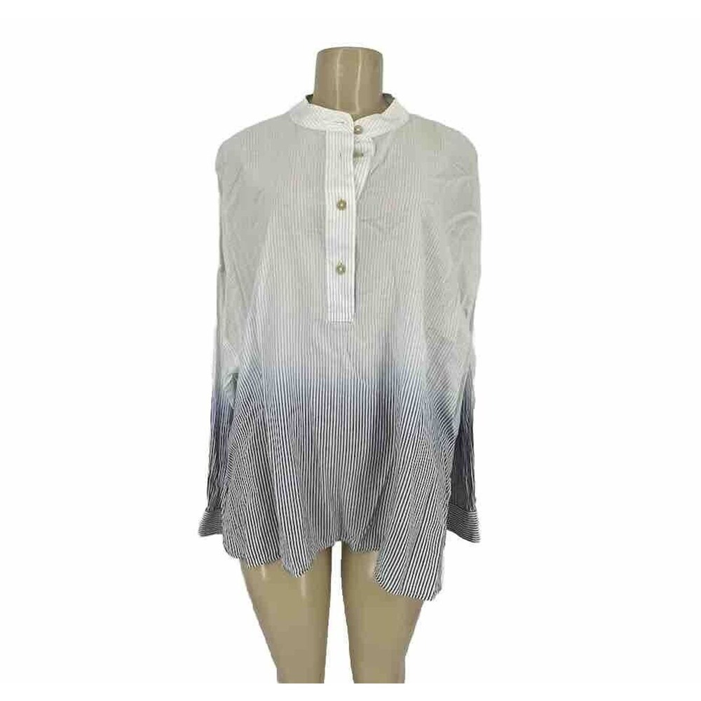 ELIZABETH AND JAMES Medium Women Striped Long Sleeve cotton Shirt Oversized 2-15